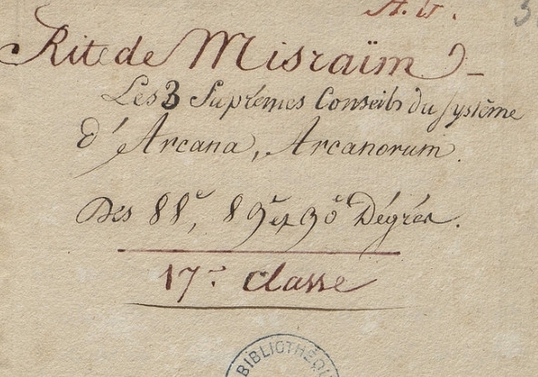 Manuscrit Arcana Arcanorum (1812-1815)